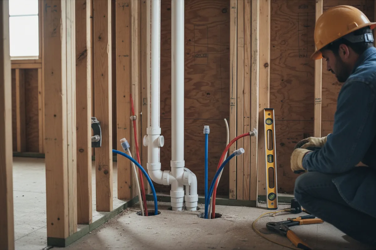 Drain and supply rough-in during Drain Cleaning in West Lafayette